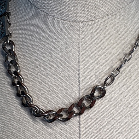 Silver Textured Necklace - Picture 2 of 3